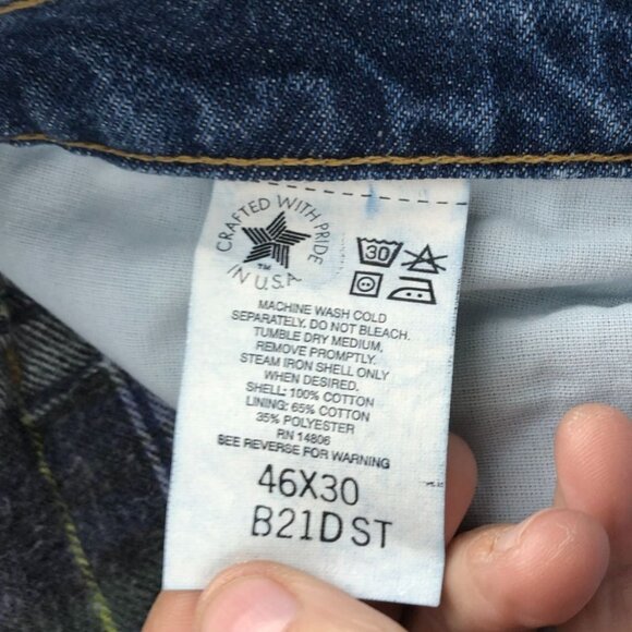 Carhartt Mens Work Jeans Size 46x30 Relaxed Fit Blue Denim B21DST Straight Leg - Picture 4 of 15